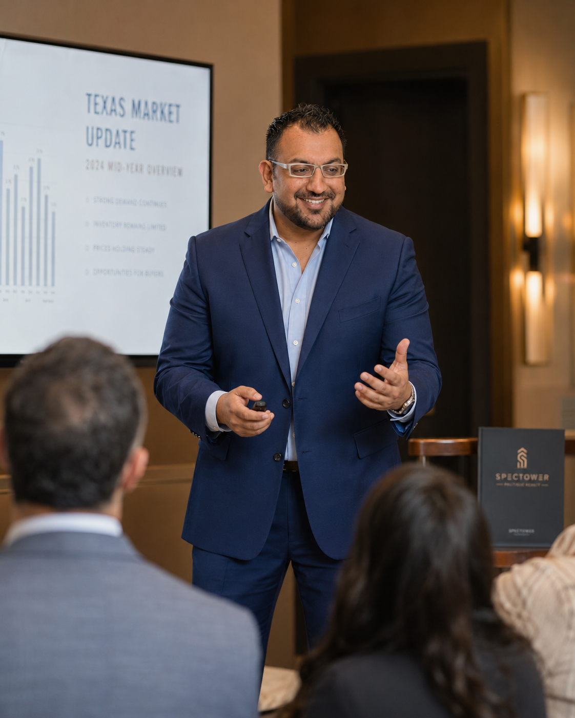 Sam Sheikh, Principal Broker of SpecTower Realty Group, in the SpecTower Central Texas office